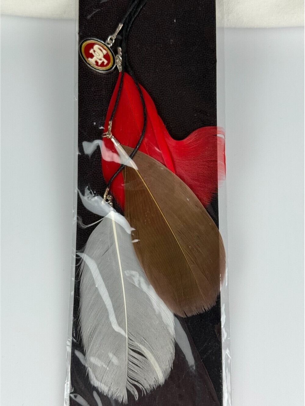 San Francisco 49ers NFL Fan Feathers Clip-In Hair Extension Red White Brown New - Picture 2 of 5